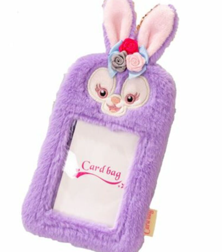 [トレカケース] ふわふわウサギさん星キーホルダー付き